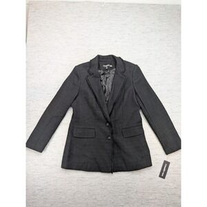 Karl Lagerfeld Paris Blazer Womens 8 Black Essential Tweed Trim Jacket New‎